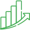 A simple green line graph icon showing an upward trend on a transparent background.