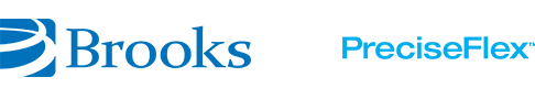Brooks and PreciseFlex logos displayed side by side on a light gray background.