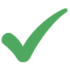 A large green checkmark on a light gray background.