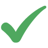A large green checkmark on a light gray background.