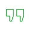 Green quotation mark symbols on a white background.
